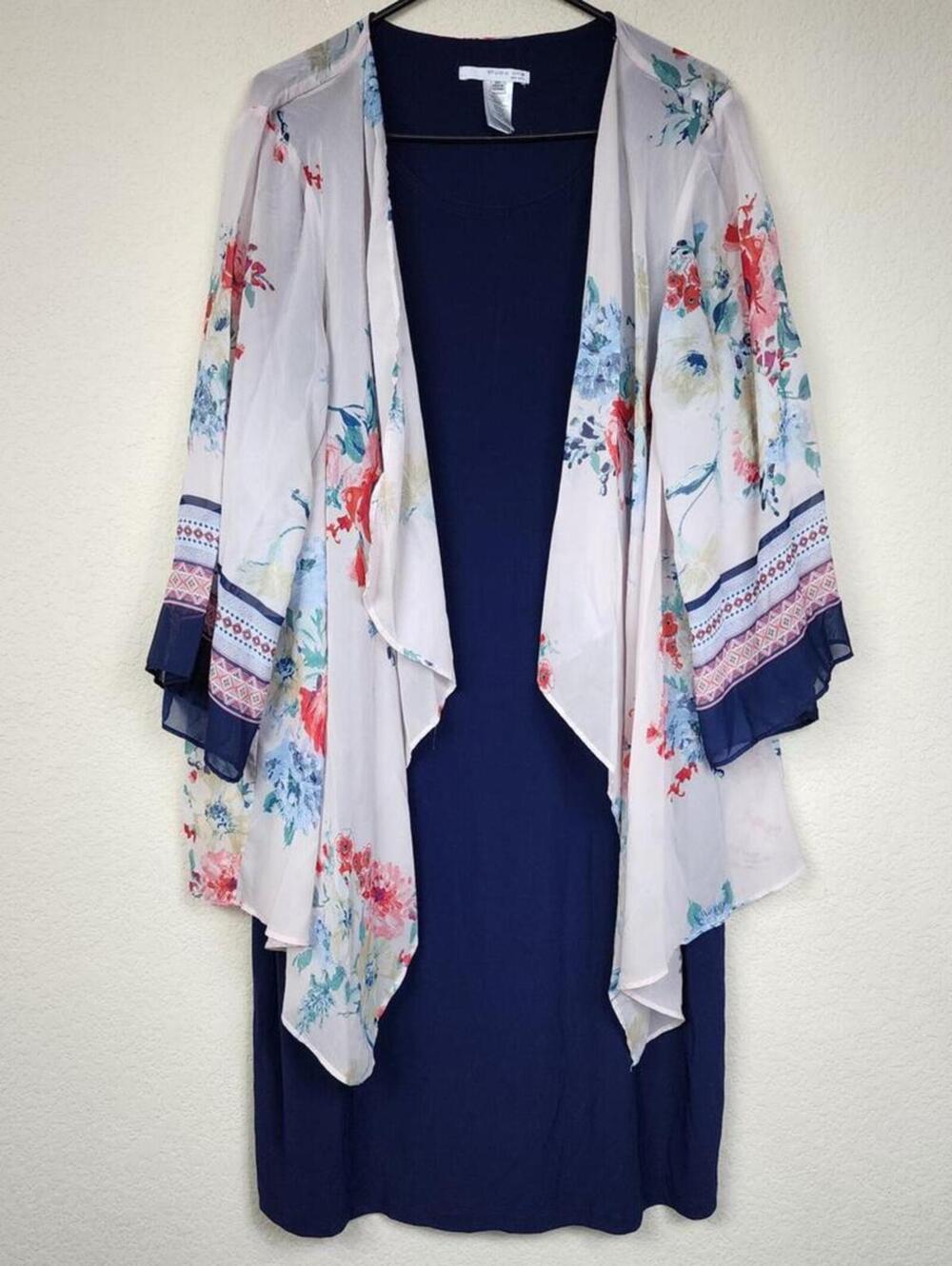 Studio One New York 2X Floral Cape Dress